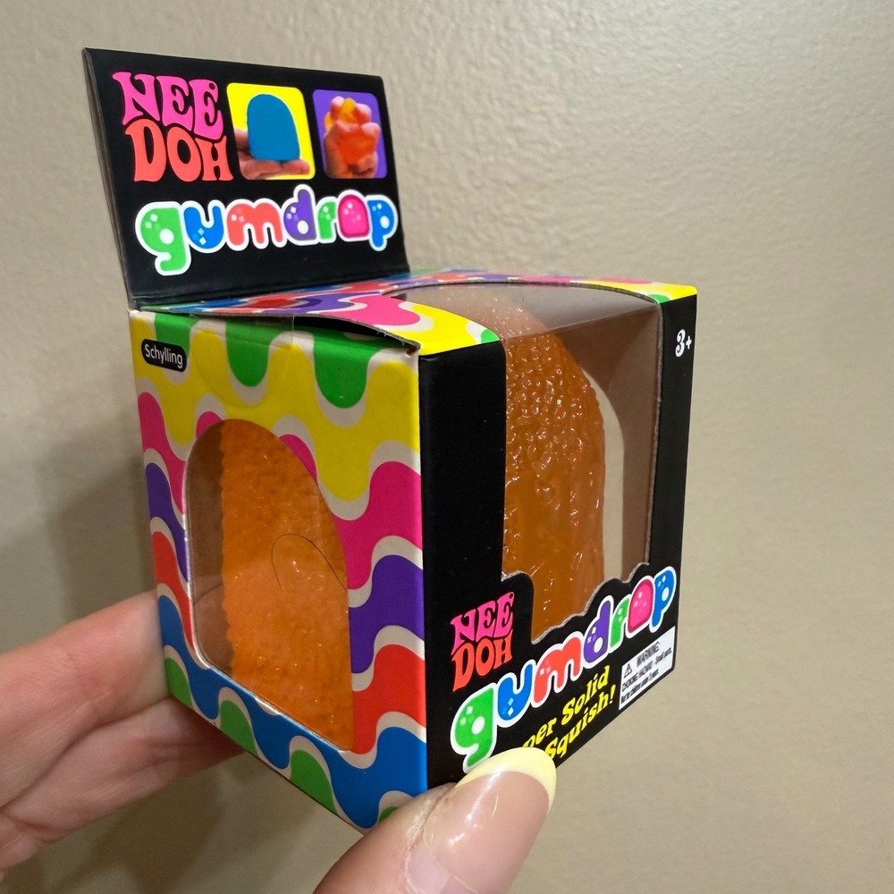 NeeDoh Gumdrop Fidget Toy Nee Doh Super Solid Squish Sensory Stress Orange NEW - Picture 2 of 7